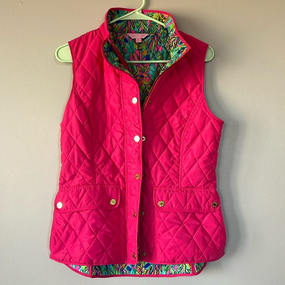 Lilly Pulitzer Getaway Quilted Vest - M - Pink